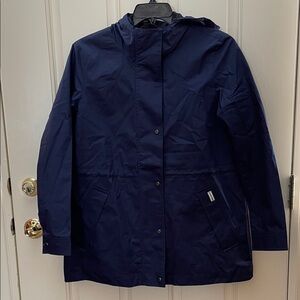 NWT Women’s Hunter Navy Water Resistant Cotton Drawstring Jacket 29”- Size Lrg